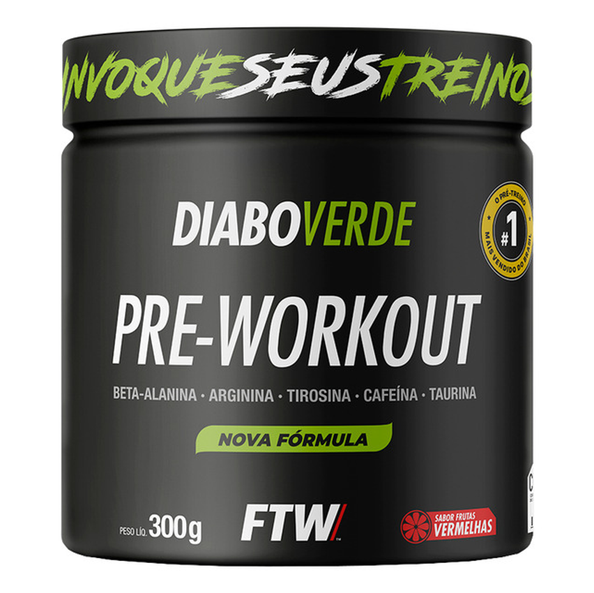 Suplemento Em Pó Pre Treino Pre Workout Pote 300g Sabor Frutas Vermelhas Ftw - Diabo Verde