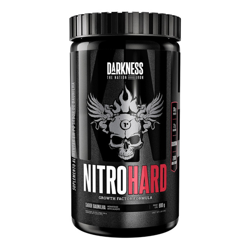 Nitrohard Baunilha 900g Darkness - 30g Proteína Colostro Bovino E Fórmula Pura Para Recuperação E Crescimento Muscular