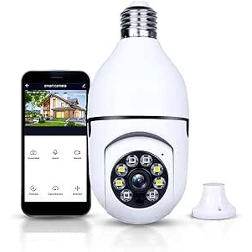 Camera Ip Inteligente 1080P Wifi Lampada Panoramica Giratória 360° Yoosee Espiã e Segurança | Alpha Ecom