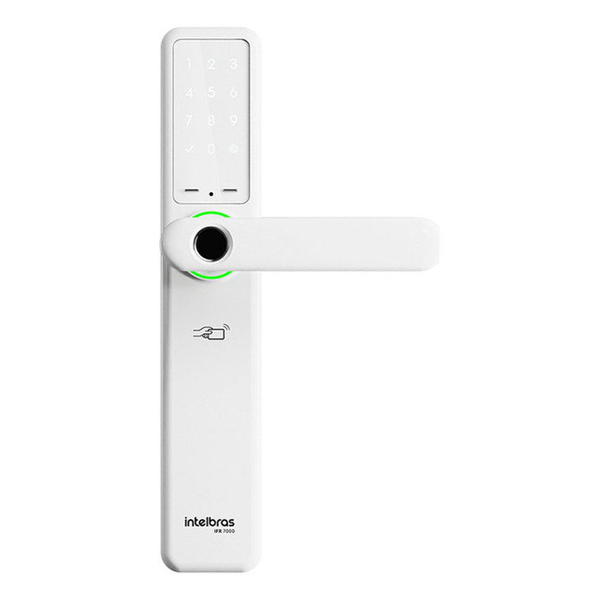 Fechadura Smart Digital Ifr 7000 Intelbras Branca Leitor Biométrico, Senha, Tag E Abertura Por Aplicativo