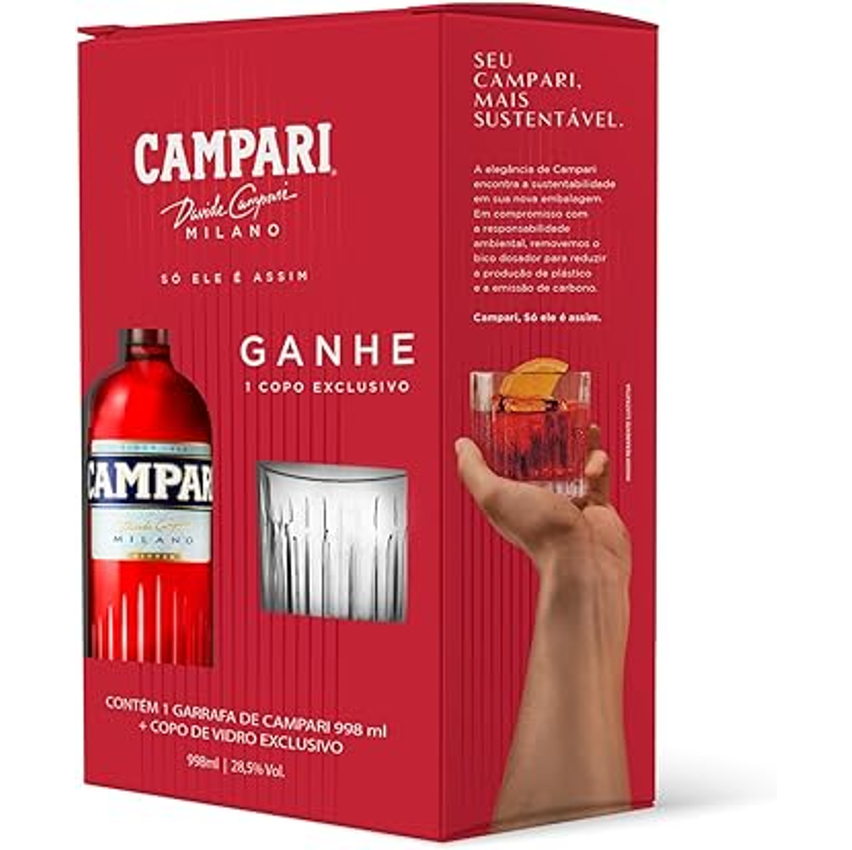 Aperitivo Campari 748ml + Copo