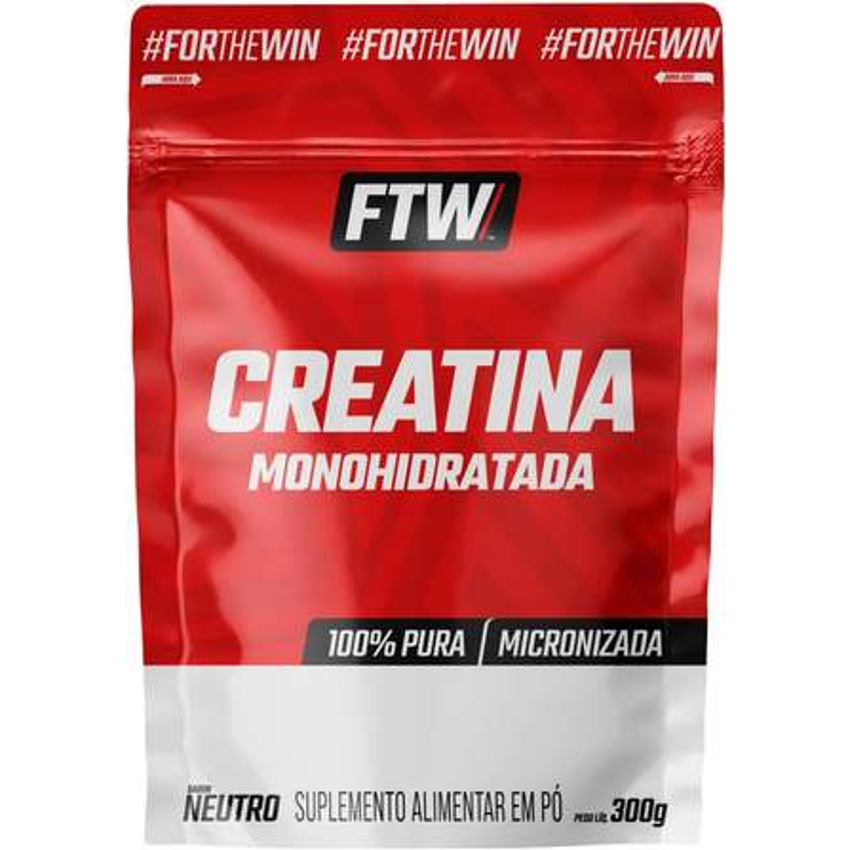 FTW Creatina Monohidratada 100% Pura - Explosão de Energia, Força e Resistência - Absorção Rápida para Ganho de Massa e Performance - Pote 300g