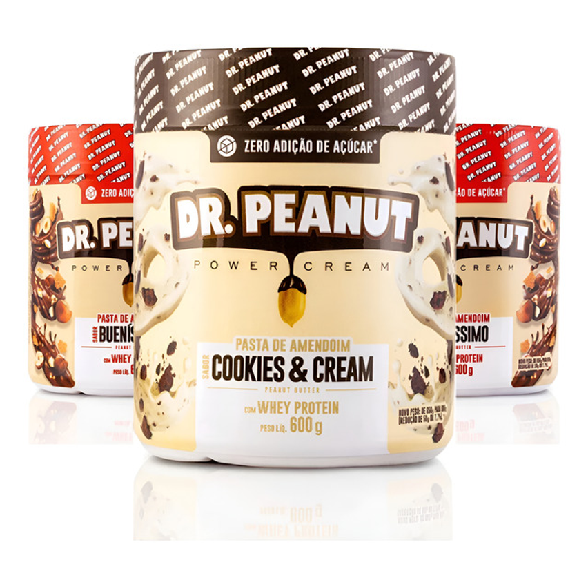 3x Pasta De Amendoim Com Whey Protein 600g Cada - Dr Peanut
