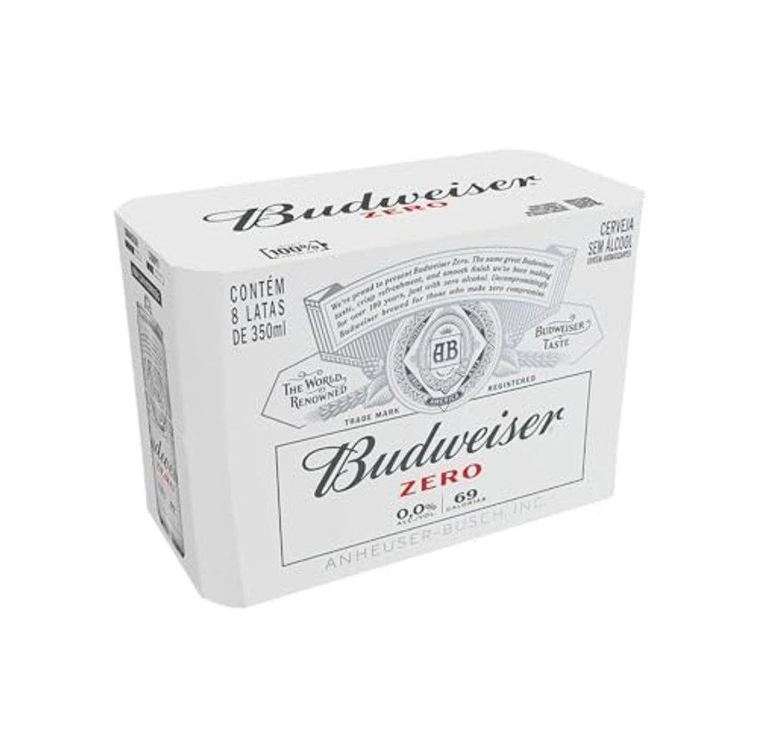 Pack Cerveja Budweiser Zero Álcool, 350ml, Lata - 8 unidades