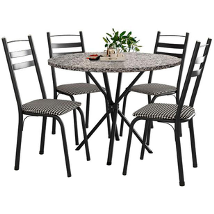 Mesa de Jantar 4 Cadeiras Redonda Artefamol - América Capri