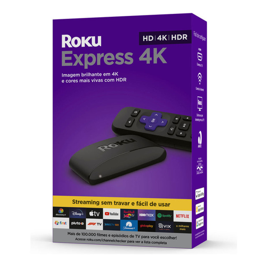 Roku Express 4k Aparelho Smart Para Tv Hd/4k/hdr Com Controle Remoto Inclui Cabo Hdmi Premium