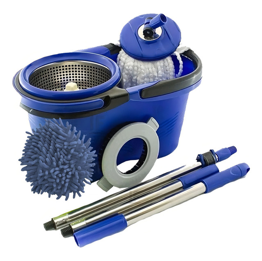 Esfregão Mop Perfect Balde Inox + 3 Refil + Cabo Longo Perfect Pro