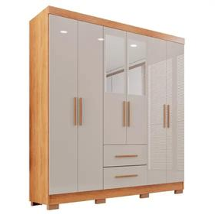 Guarda-roupa Casal com Espelho 6 Portas 2 Gavetas Estrela Premium - Sallêto Móveis