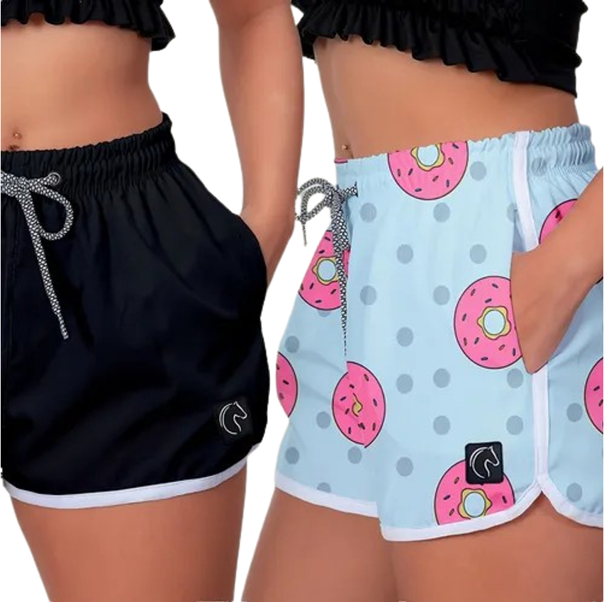 Kit 2 Shorts W2 Feminino Secagem Rápida Praia Ou Academia
