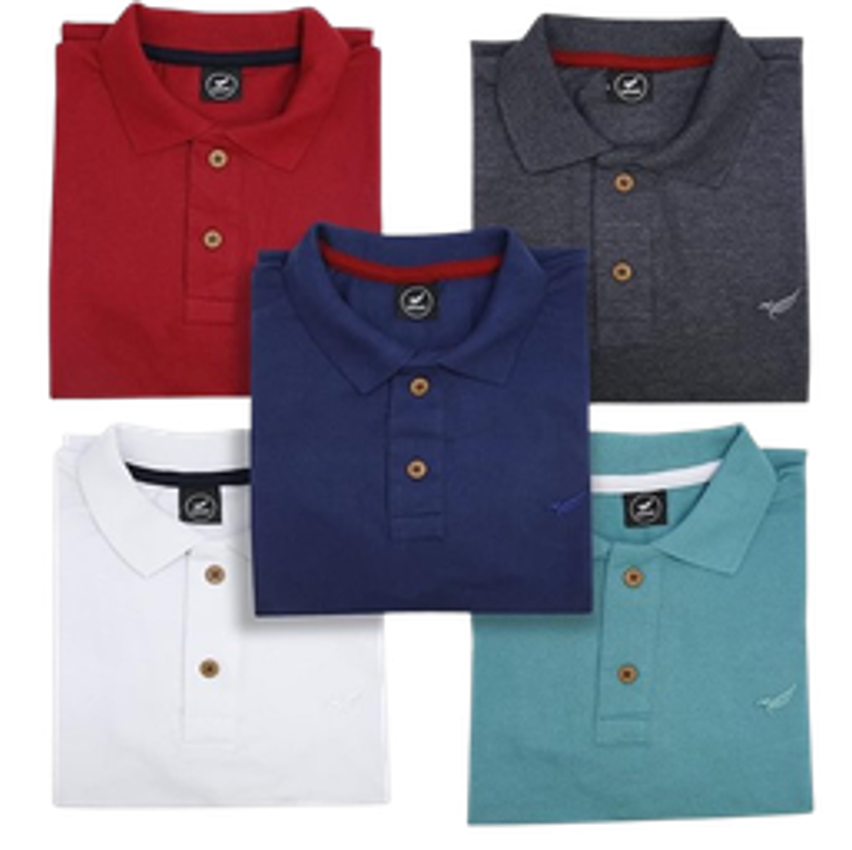 Kit 5 Camisa Polo Envoy Tecido Piquet Básica Masculina