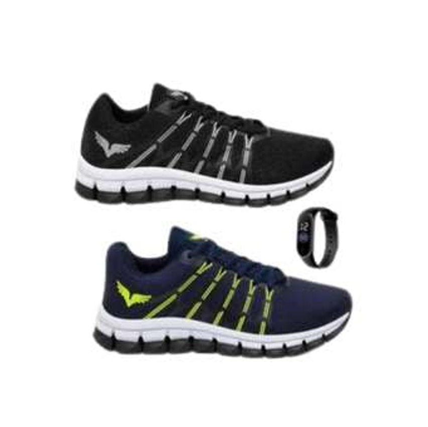 Kit 2 Pares Tênis Masculino Esportivo Confortável + Relógio