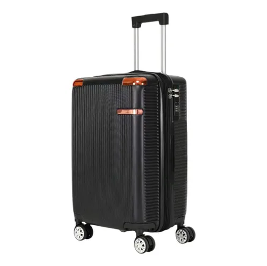 Ygm Malas Mala 2040 Preto 55 Cm X 35cm X 25cm 10kg Com Ziper Extensor Abs Rodinhas 360 Leva Na Cabine Do Avisão Resistente