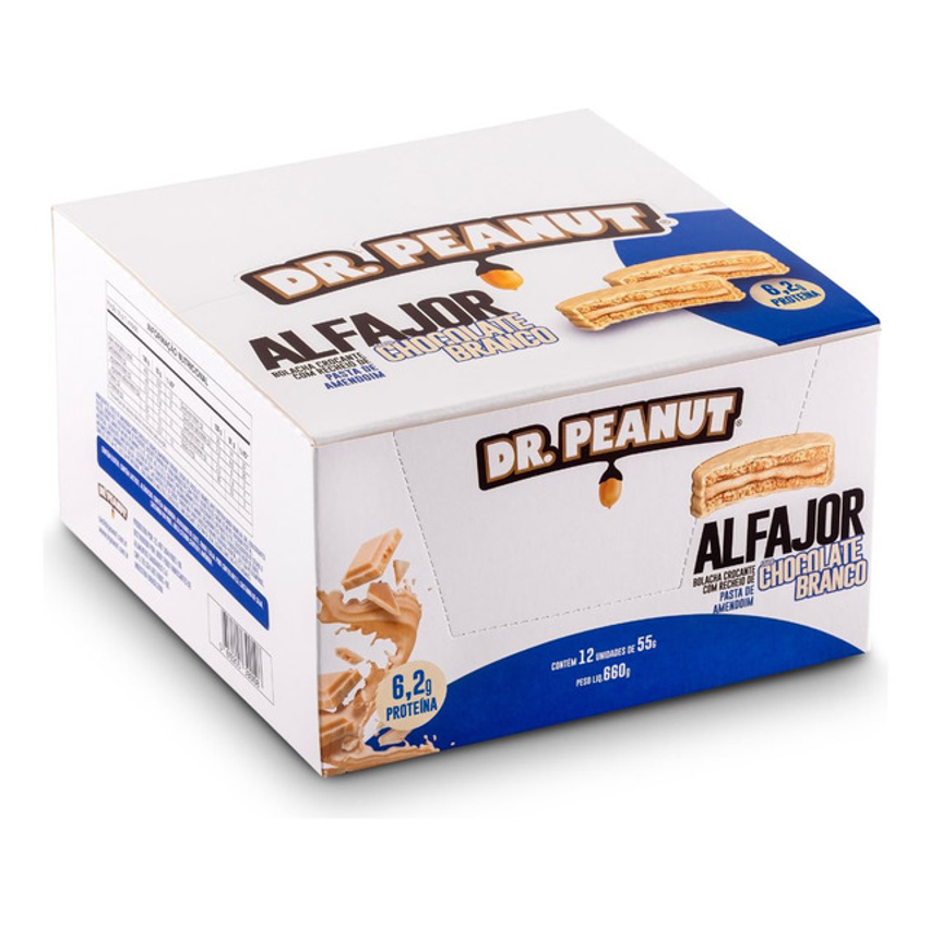 Bolacha Alfajor Com Pasta De Amendoim Dr Peanut Sabores Sabor Chocolate Branco
