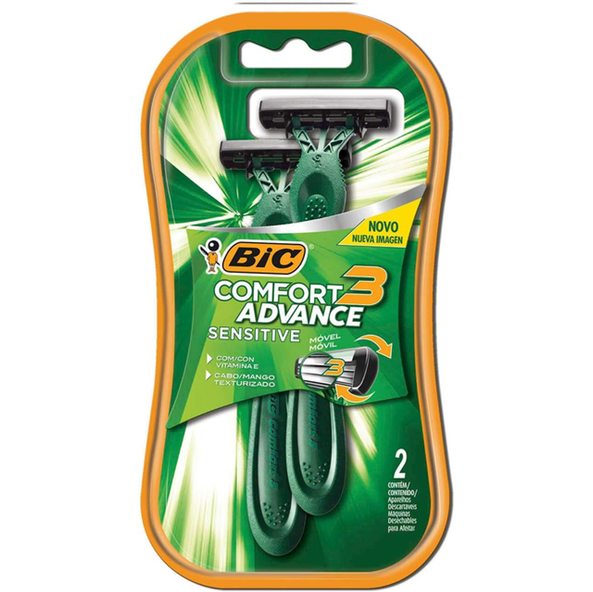 Bic Aparelho De Barbear Comfort 3 Advance Pele Sensível Verde C/ Fita Lubrificante 9298501 Embalagem Leve 4 Pague 3