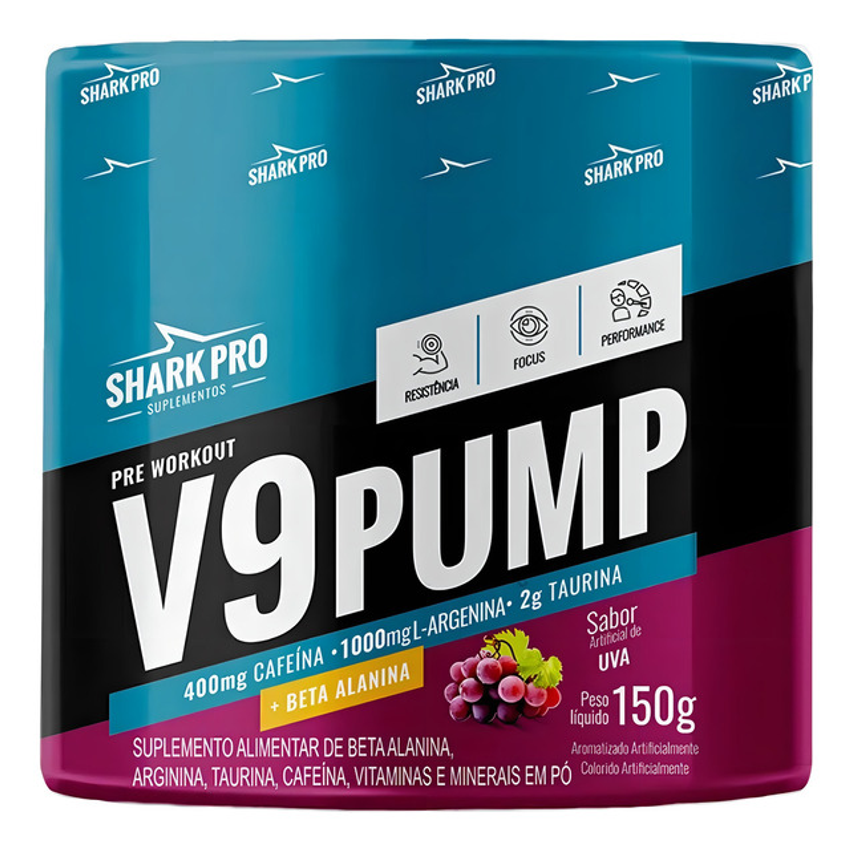 V9 Pump Pré Treino Pote 150g Shark Pro Sabor Uva