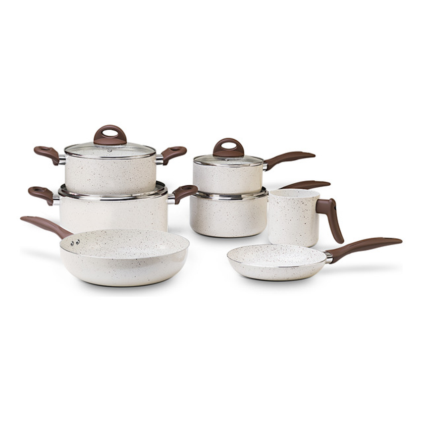 Jogo De Panelas 7 Peças Brinox Ceramic Life Vanilla