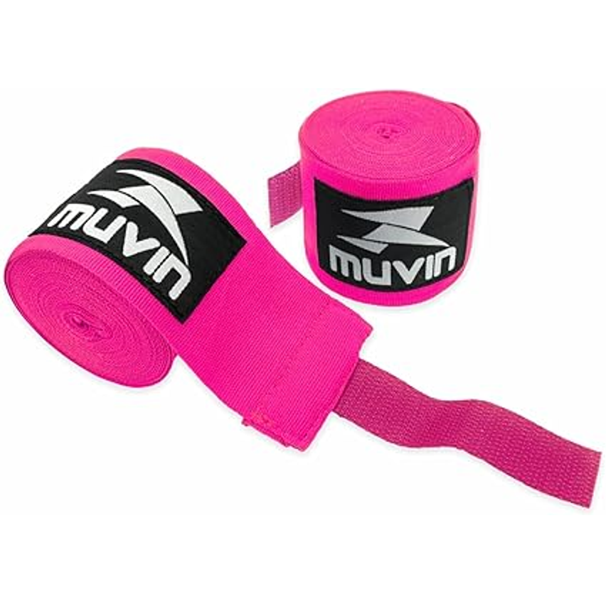 Bandagem Elástica Muvin 3 Metros Com Fechamento em Fecho de Contato e Alça Para Polegar - Atadura de Proteção Para Mãos e Punhos - Faixa de Boxe - Muay Thai - MMA - Artes Marciais - Treino - Unissex