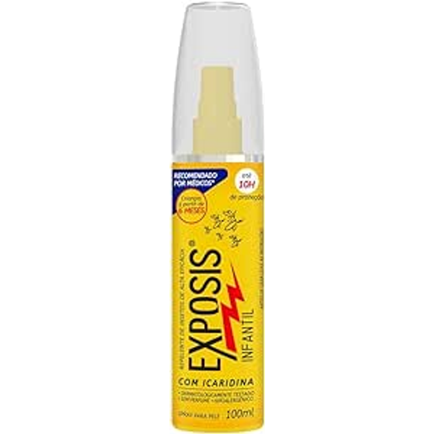 Exposis Infantil, Repelente de Mosquitos com Icaridina, Spray , Até 10h de Proteção, A partir dos 6 meses, Hipoalergênico e sem perfume, Testado dermatologicamente, 100ml