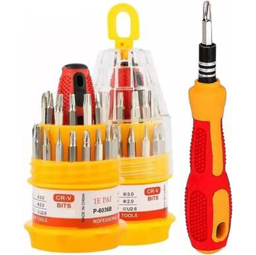 Kit de Ferramentas de Precisão com 30 Pontas Intercambiáveis, Chaves Fenda, Torx e Philip, Estojo Compacto Para Conserto Manutenção De Smartphonees Notebooks Relógios Óculos e Tablet