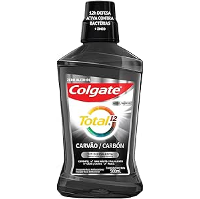 Colgate Enxaguante Bucal Multibenefício Total 12 Carvão Ativado 500Ml