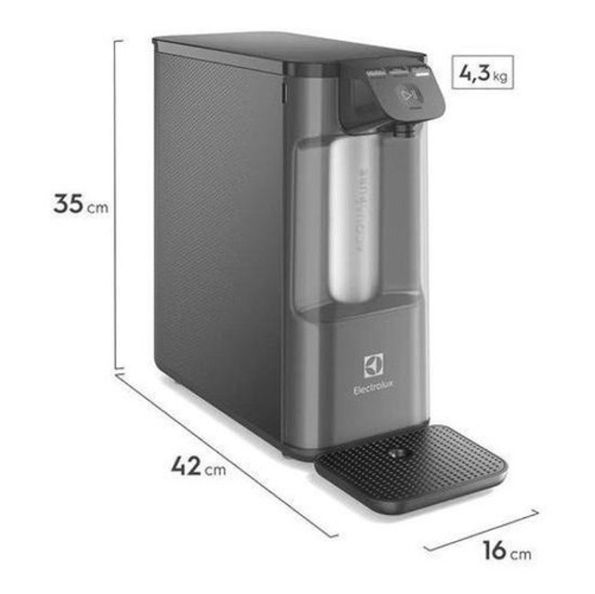 Purificador De Água Natural Fria E Gelada Eletrônico Placa Compacta Painel Touch Pure 4x Pe12g Electrolux Cinza Grafite