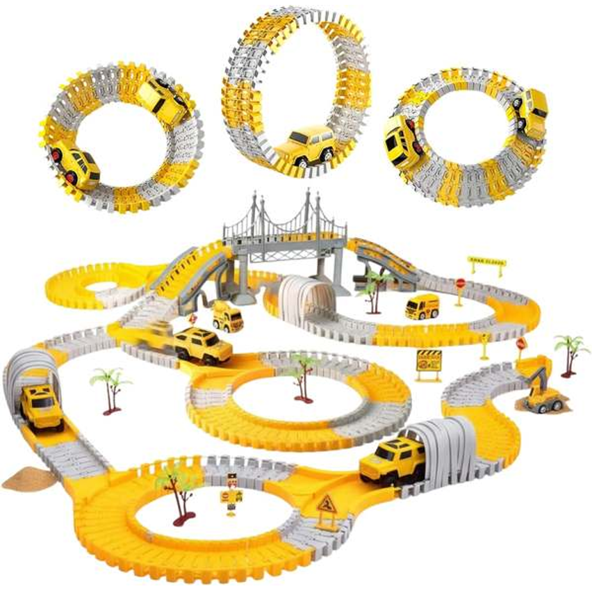 Pista de Carrinhos com 180 Peças Construção Carrinho com Movimento Automático Infantil (180)
