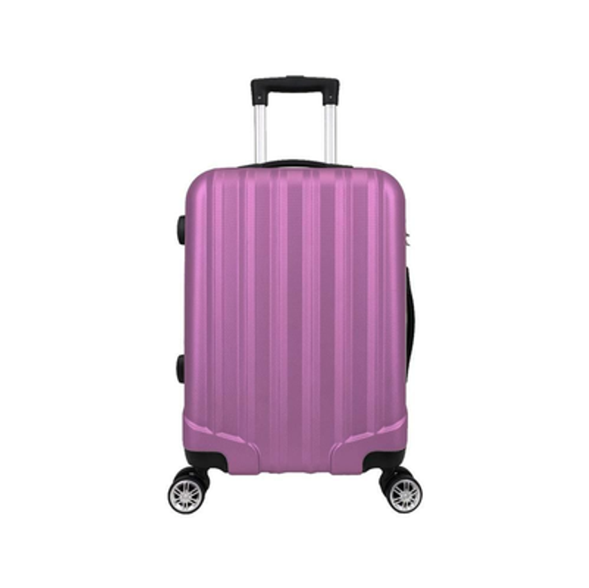 Mala de bordo com rodinhas giro 360º em material ABS com cadeado Prizi Rosa - XH-A122.