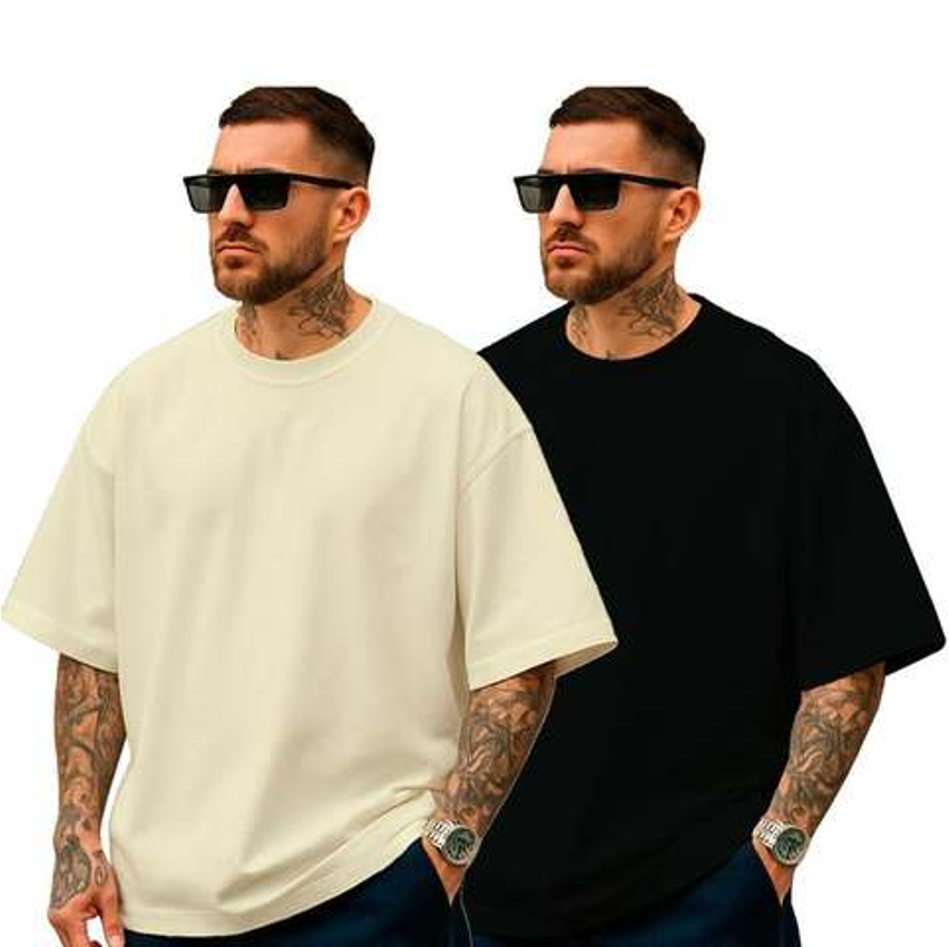 Kit 2 Camisetas Oversize Blusão Larga Estilosa Caimento Lisa Cores Sólidas