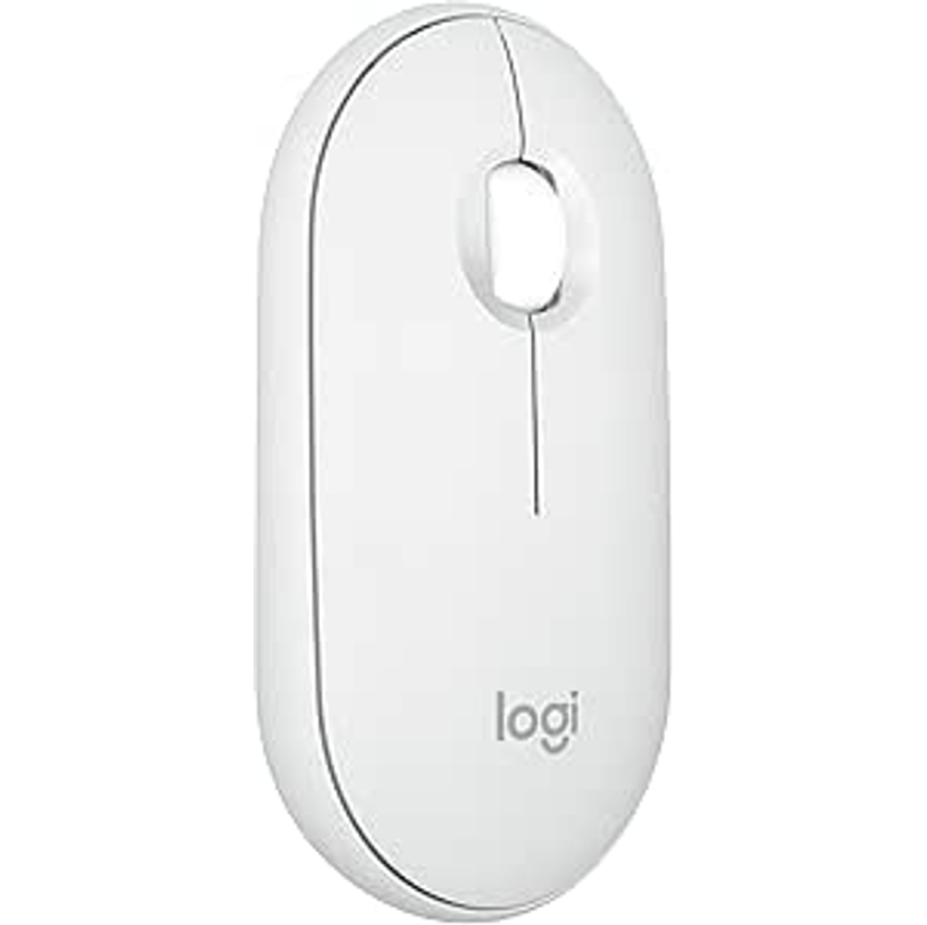 Mouse sem fio Logitech Pebble 2 M350s com Clique Silencioso, Design Slim Ambidestro, Conexão Bluetooth e Pilha Inclusa - Branco
