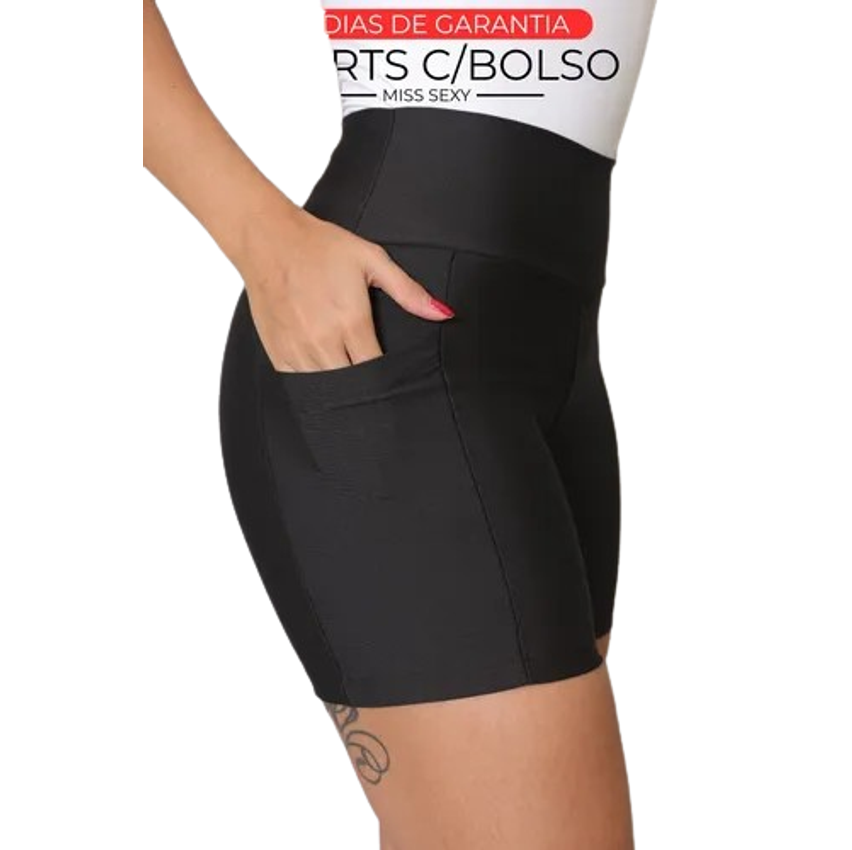 Shorts Academia Feminino Modelador Com Bolso Zero Opacidade
