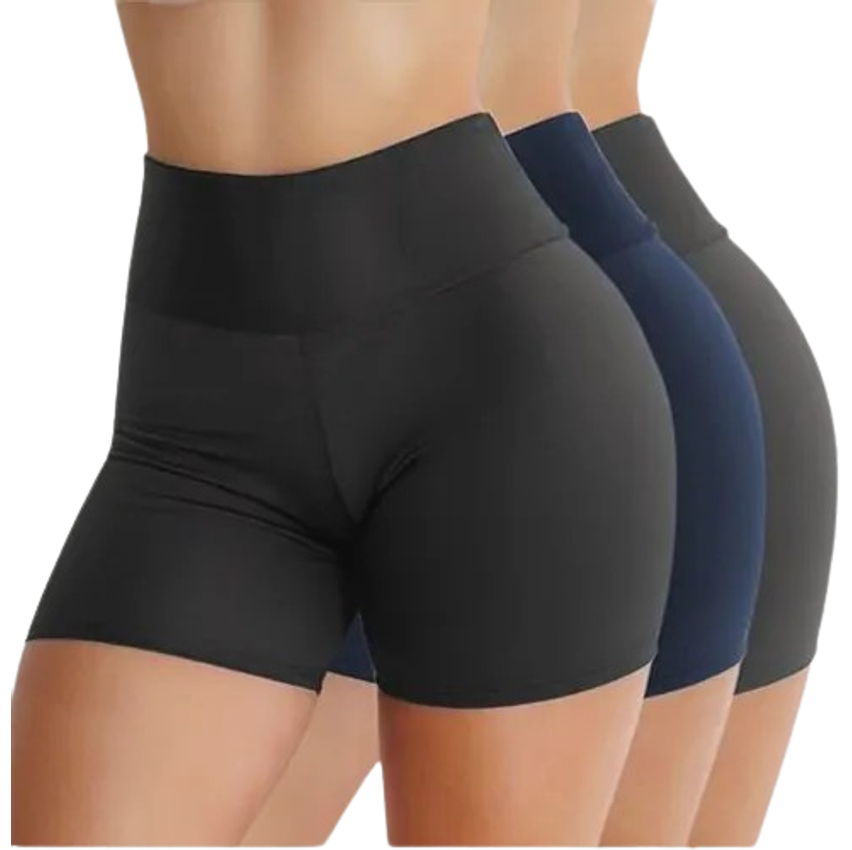Kit Com 2 Shorts Feminino Meia Coxa Curto Fitness Academia