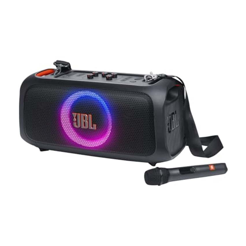 Caixa de Som, JBL, PartyBox On The Go Essential, Com Microfone, Bluetooth, Show de Luzes, À Prova de Respingos - 100W RMS