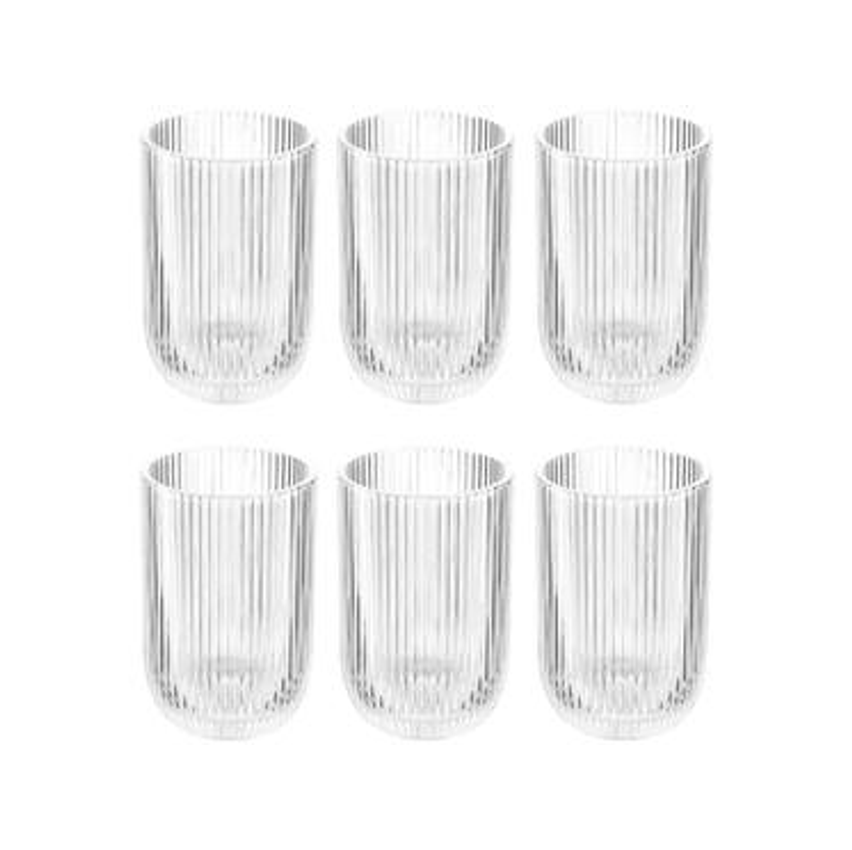 Jogo de Copos de Vidro 430ml 6 Peças Haus Concept Canelado
