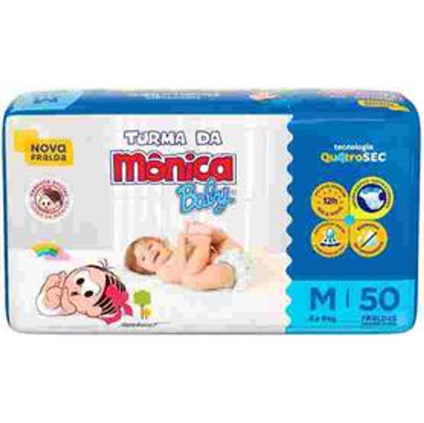 Fralda Turma da Mônica Baby Mega M 50 Unidades