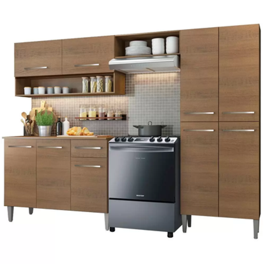 Armário de Cozinha Completa com Armário e Balcão 229cm Emilly Madesa