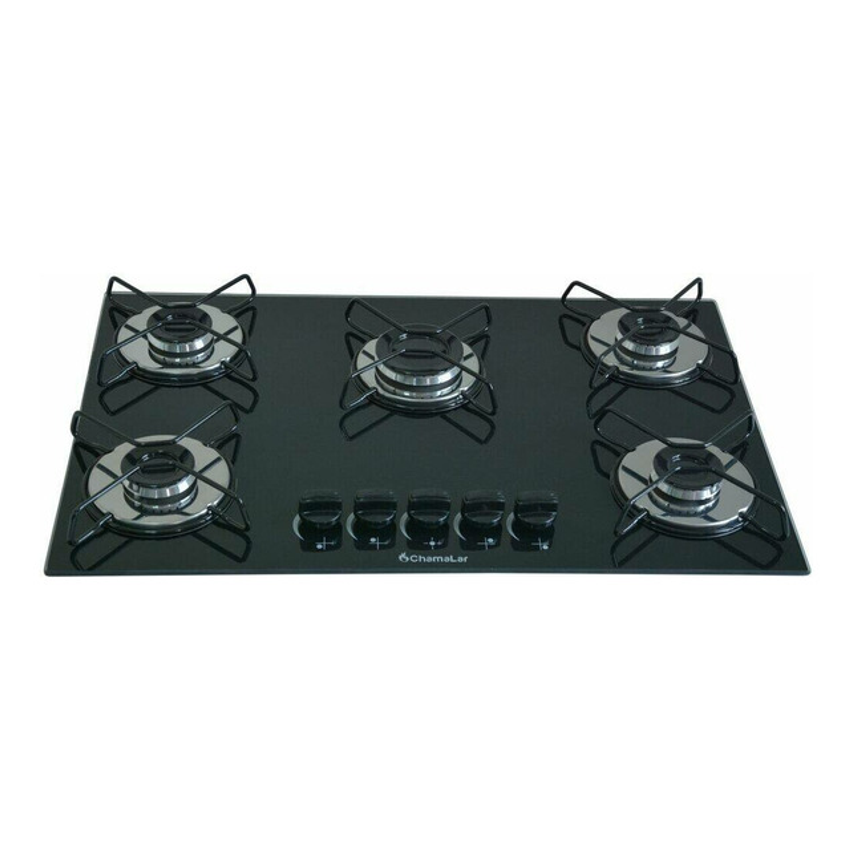 Fogão Cooktop Gás 5 Bocas Ultra Chama 127v/220v Preto