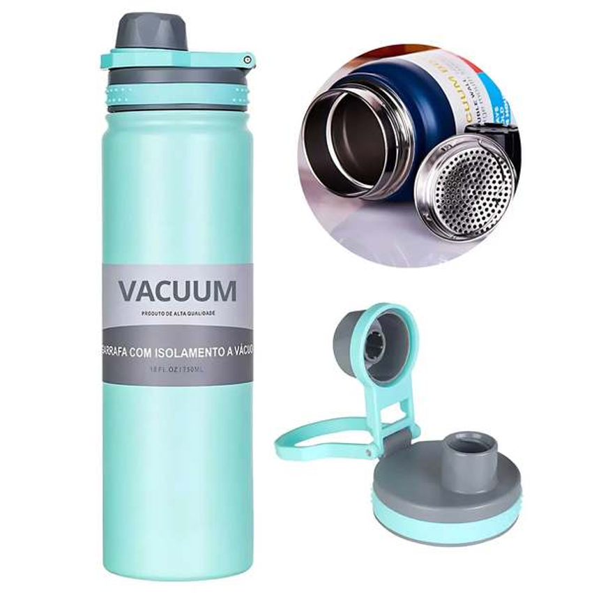 Garrafa Térmica Aço Inox Portátil 769ml Isolamento Duplo Café Suco Água Academia Viagem Treino Esportes Camping