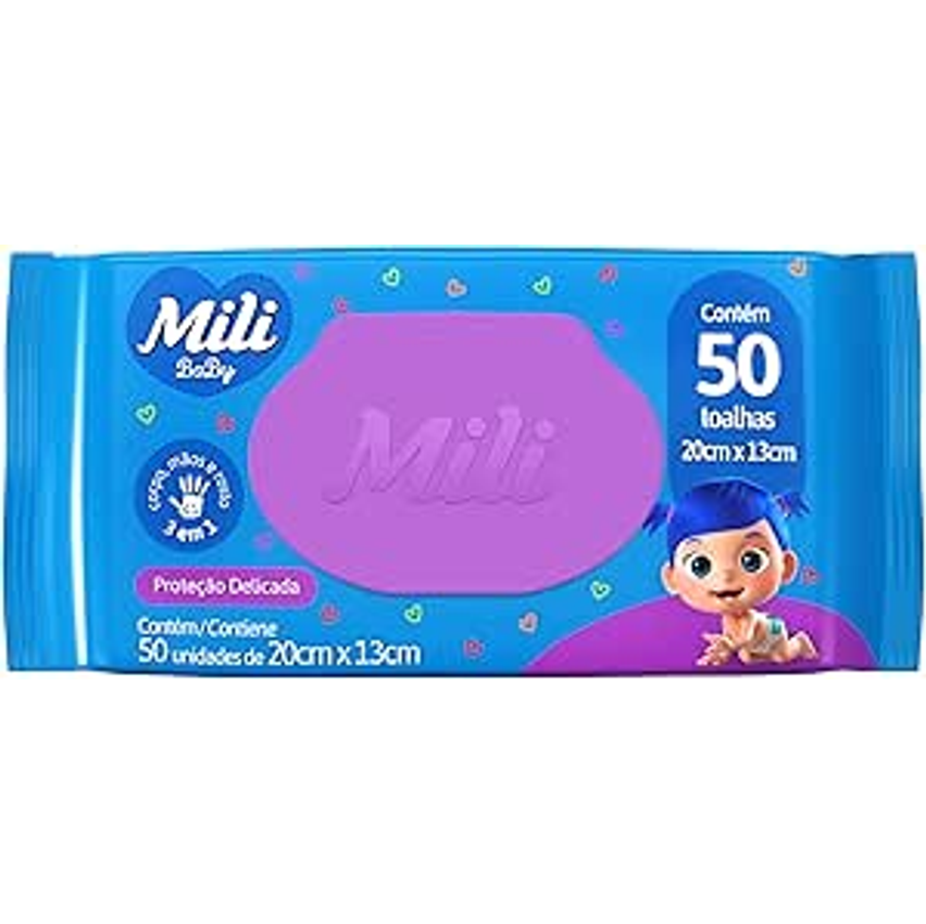 Toalhinha Umedecida Mili Baby - 50 unidades