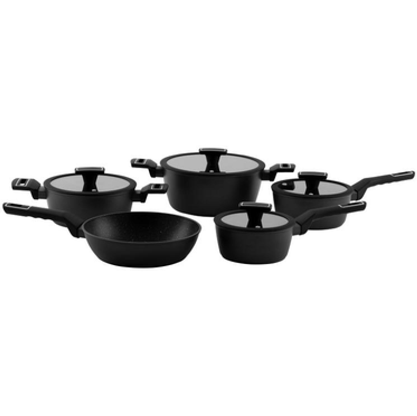 Jogo De Panelas Brinox Revestimento Cerâmico De Alumínio Preto 5 Peças Carbon Ceramic Life