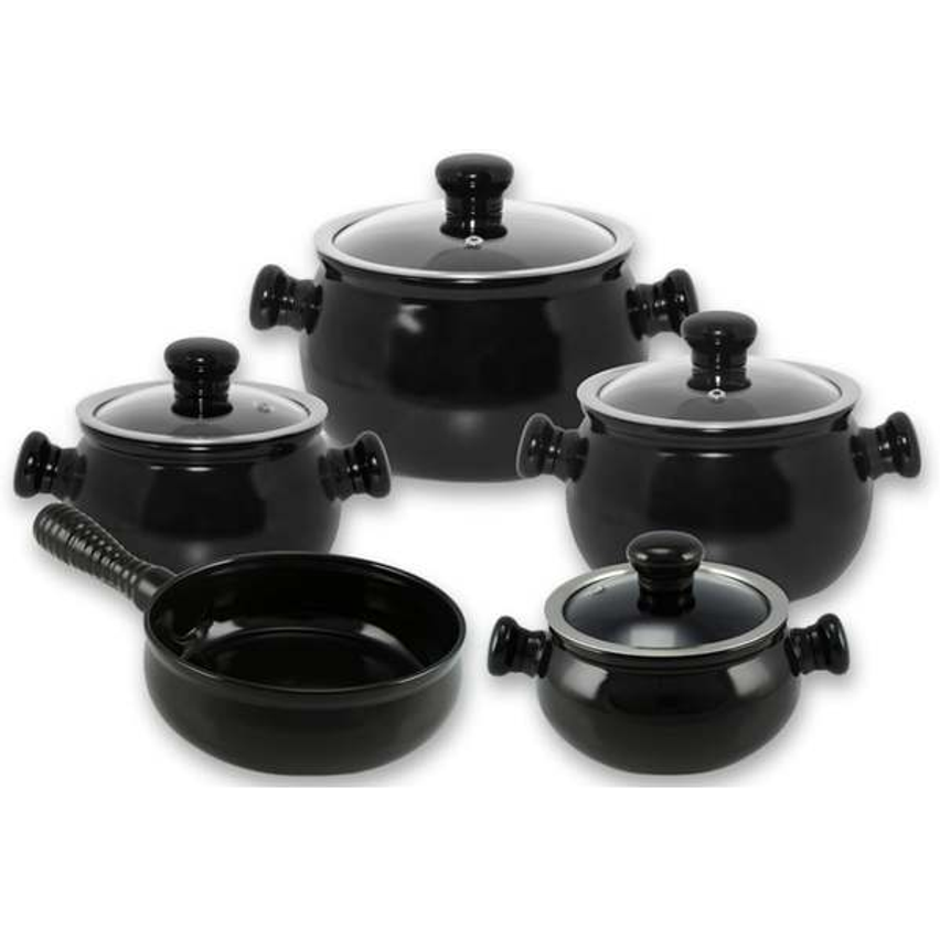 Conjunto de Panelas de Cerâmica Premiere Joy, 5 Peças, Preto, Ceraflame