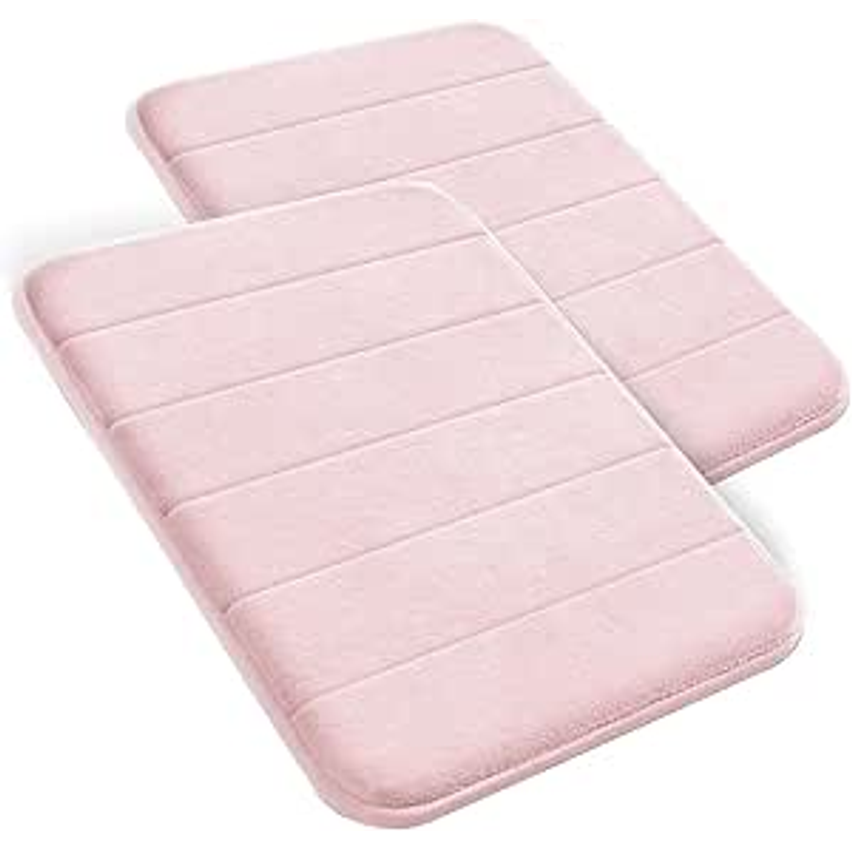 Decolab Tapete Antiderrapante Banheiro Super Soft | Kit Tapete Banheiro Box ou Banheira Completo | Jogo Tapetes Para Banheiro Multiuso Decoração Quarto (Rosa, 2 Peças)