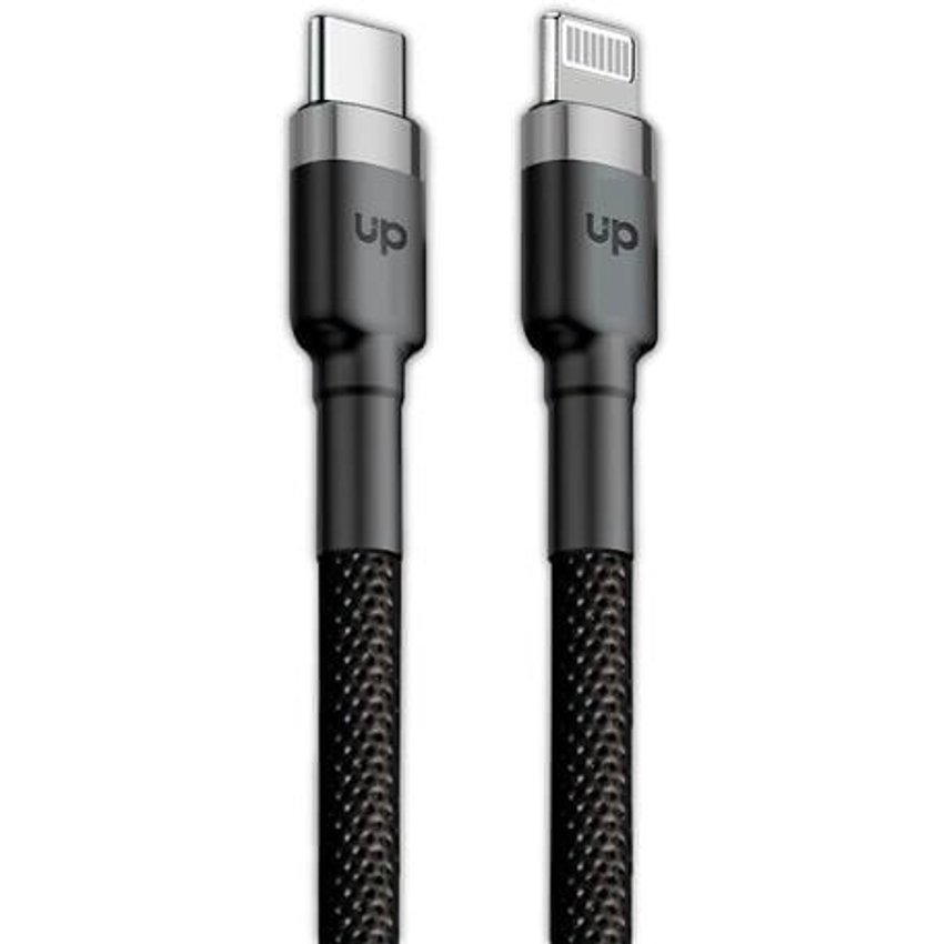 Cabo Lightning/USB-C - UP Electronics, Carregamento Rápido, Acabamento Premium e Transferência de Dados – Preto