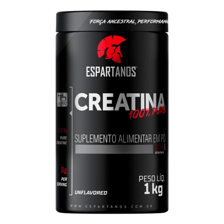 Creatina Pó 100% Pura Monohidratada Espartanos 1kg Aprovada Sabor Neutro