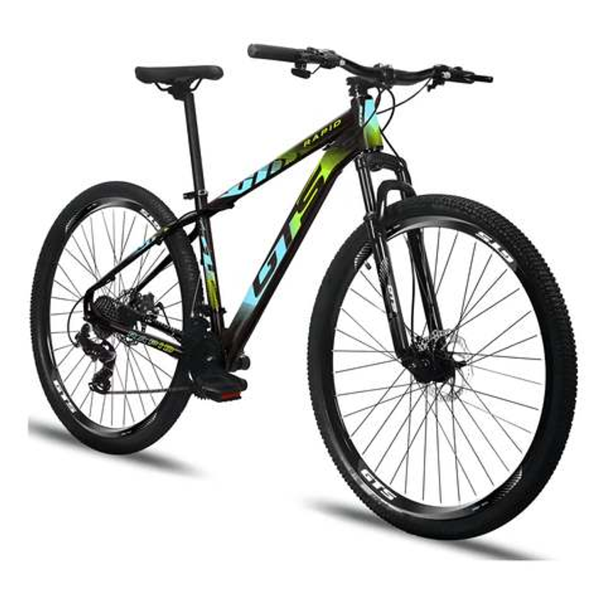 Bicicleta Aro 29 Gts Rapid 24 Marchas Freio A Disco Cor Preto-verde-cinza Tamanho Do Quadro 17