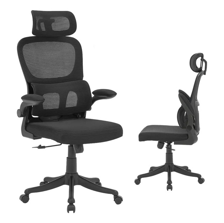 Cadeira De Escritório Python Fly Xhocb07 Ergonômica Preta Preto Couro Sintético