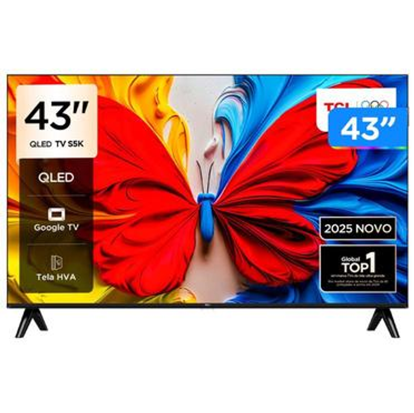 TV 43" TCL Full HD QLED 43S5K Google TV 2 HDMI