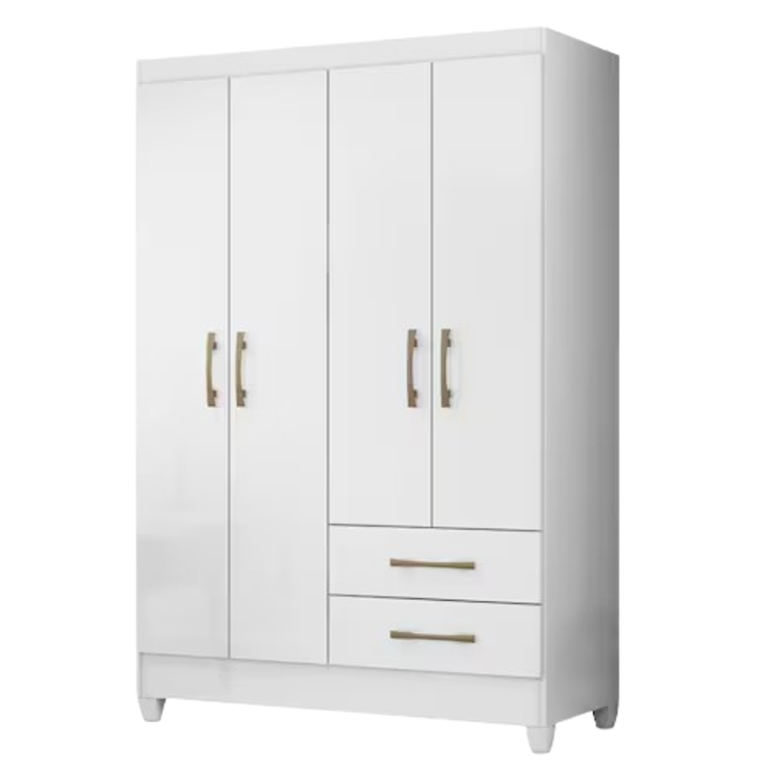 Guarda Roupas Solteiro com 4 Portas Chile Nature / Branco
