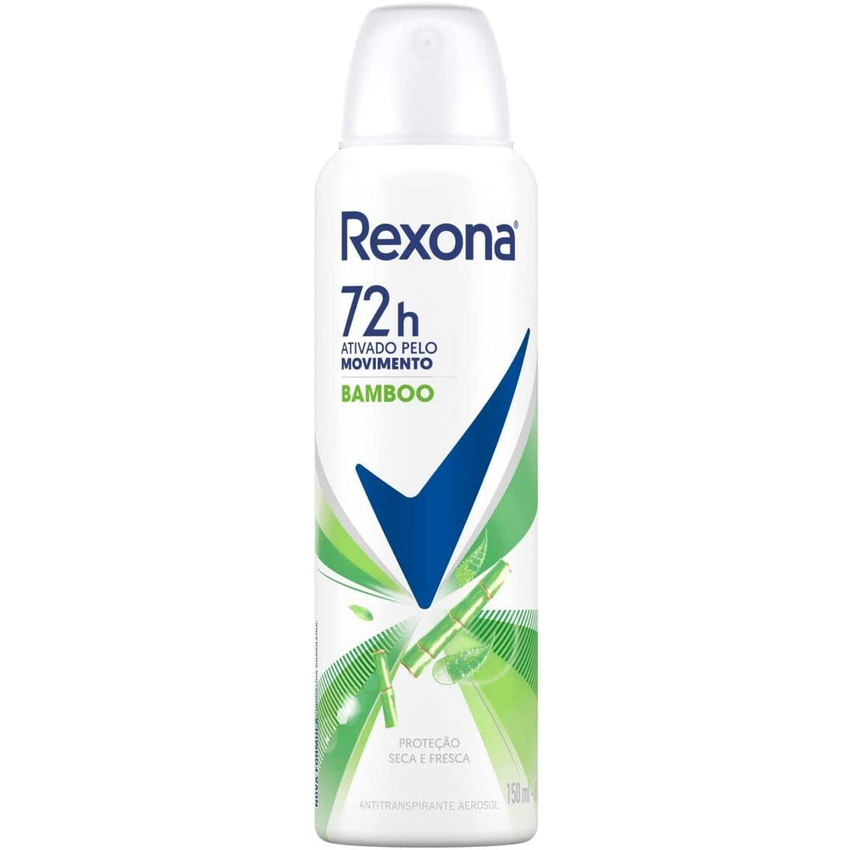 Desodorante Antitranspirante Aerosol Feminino Rexona Bamboo 72 horas 150ml (A embalagem pode variar)
