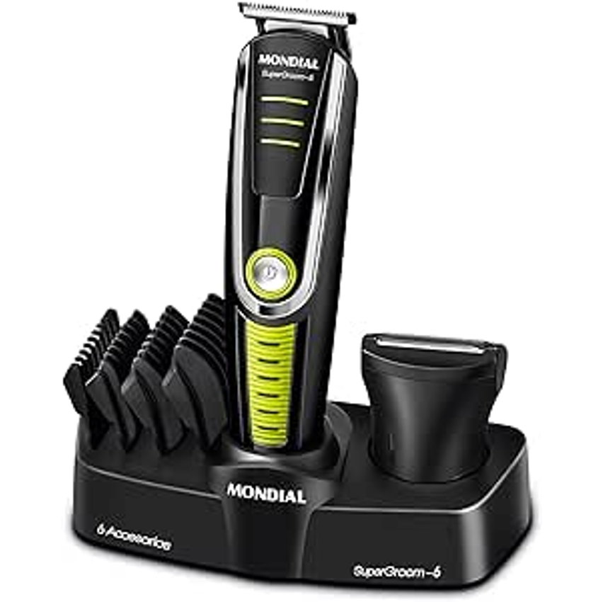 Aparador De Pelos Super Groom 06, Mondial, Preto/verde, 6w, Bivolt - Bg-04
