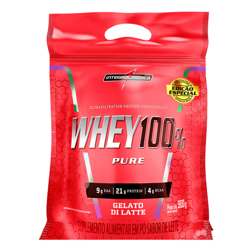 Suplemento Whey 100% Pure Gelato Refil 900g Integralmédica Gelato Di Latte